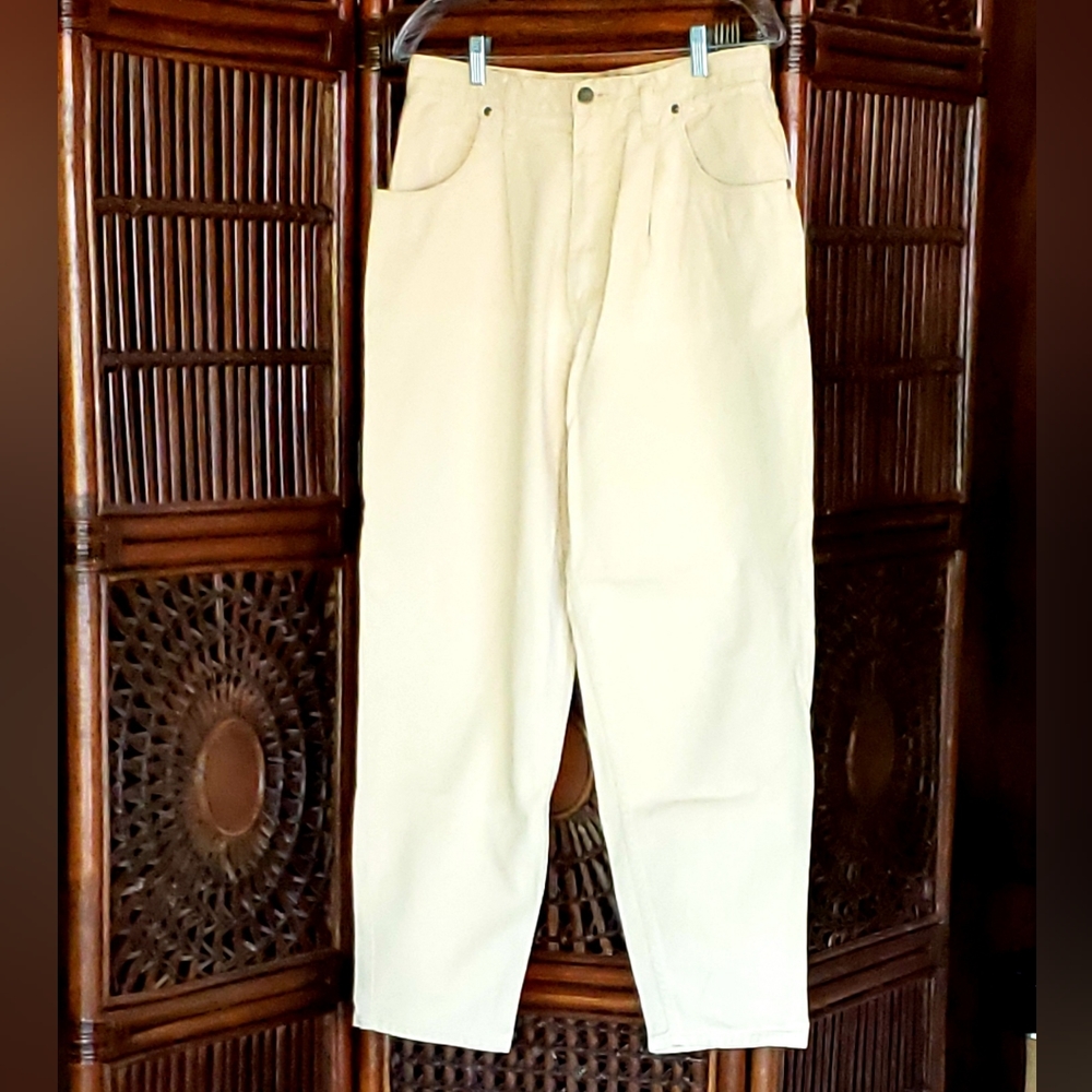 EDDIE BAUER High-Waisted VTG Jeans Relaxed Fit - Yellow - Size 14P - EVC - Picture 4 of 6